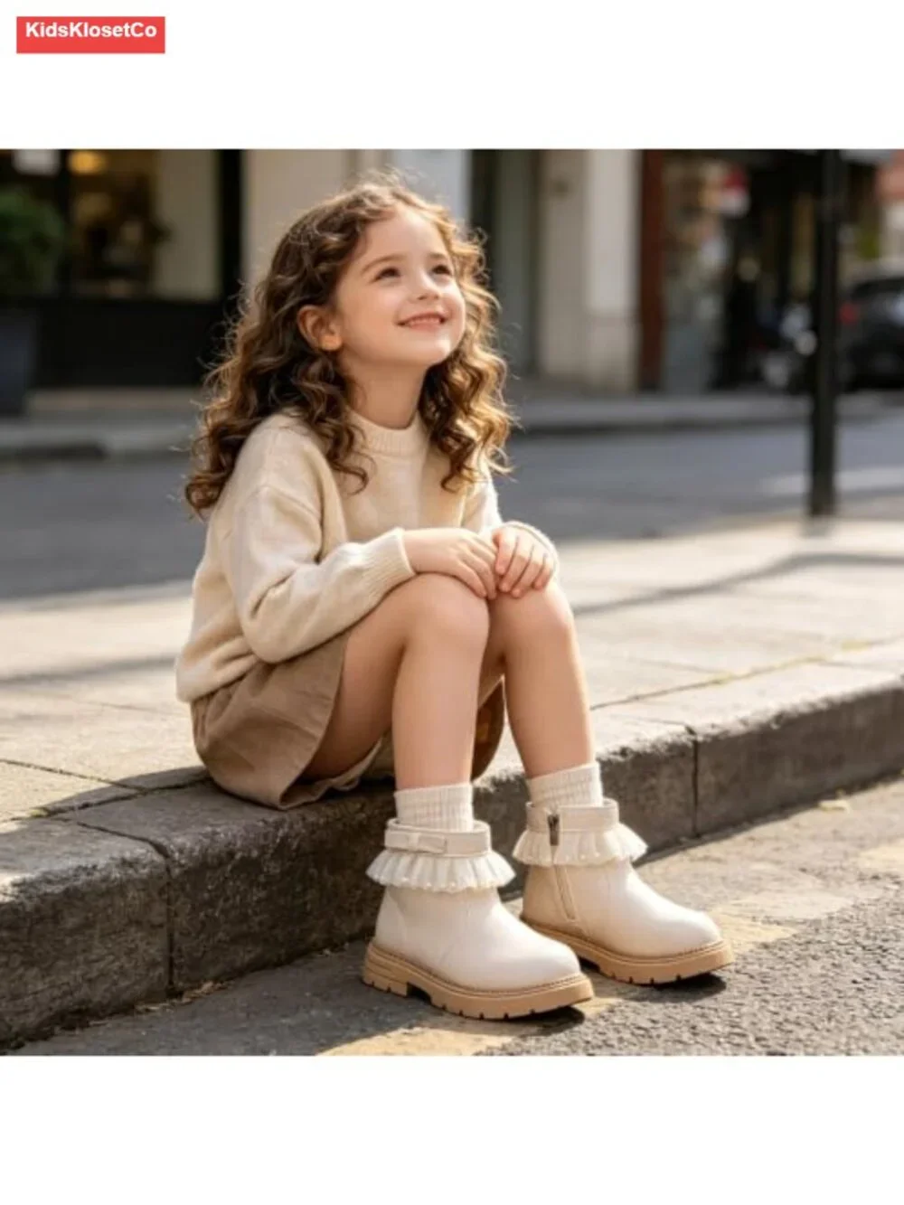 Girls Faux Leather Bow Ankle Boots Side Zipper Low Heel Winter Booties Kids